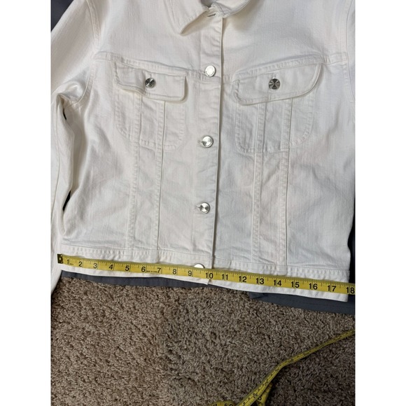Vintage 90s Ralph Lauren Sport White Denim Jacket Trucker Women's Size Large - Picture 10 of 10